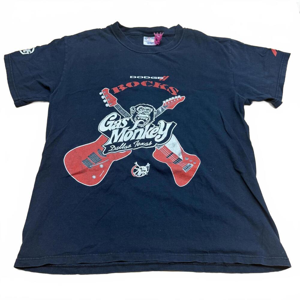 Dodge Rockin Gas Monkey Garage Dallas Texas Graphic Tee Black Large